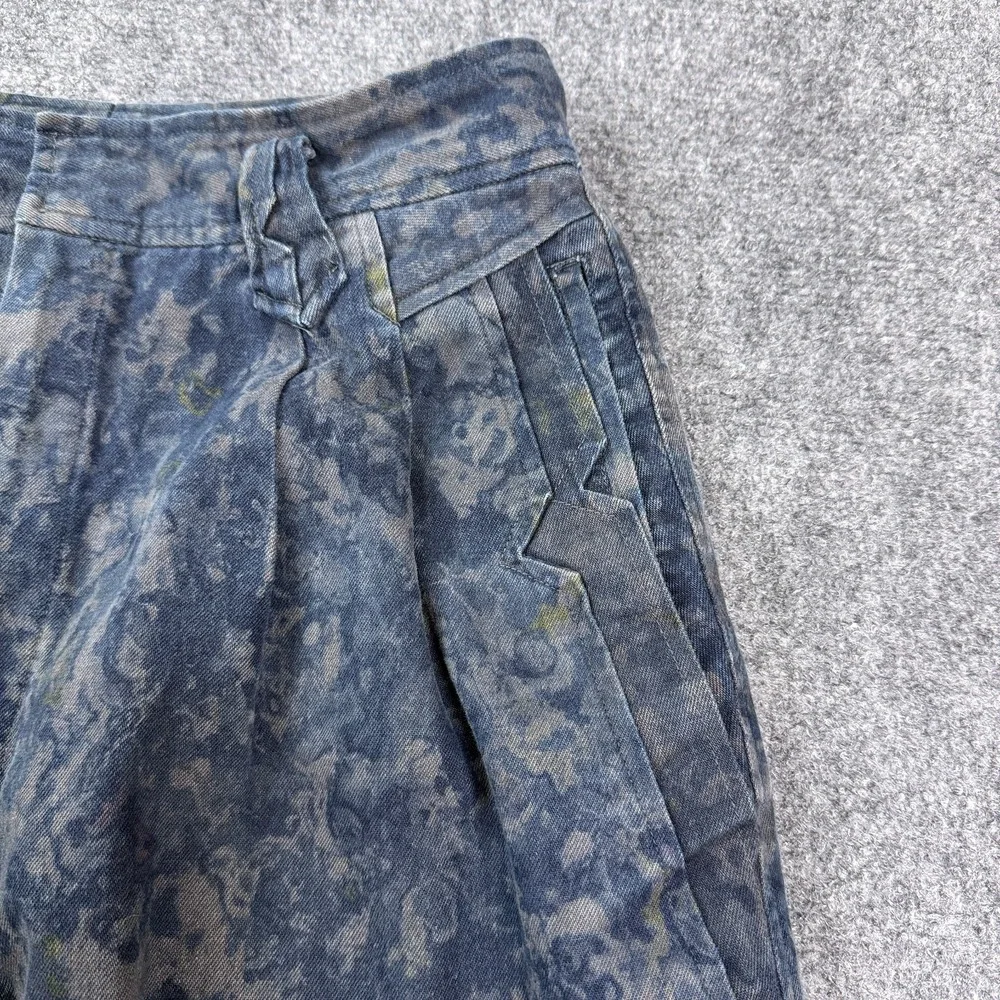 Vintage Mens House Pleated Pants‎ Mens Blue Gray Marbled Print Talon Zip Tapered